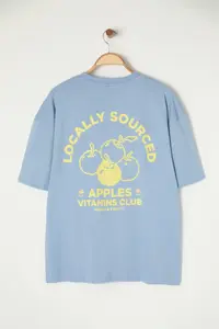 MAN Mavi Oversized/Wide Cut Fruit Printed 100% Cotton T-Shirt - Image 3