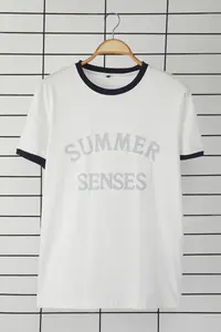 MAN Ecru Regular Cut Sleeve Detailed Printed 100% Cotton T-Shirt