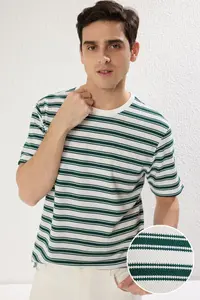 MAN Multicolored Regular/Normal Kesim textured T-Shirt