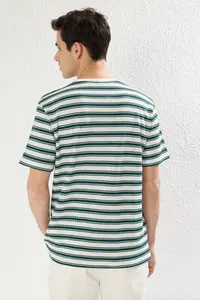 MAN Multicolored Regular/Normal Kesim textured T-Shirt - Image 3