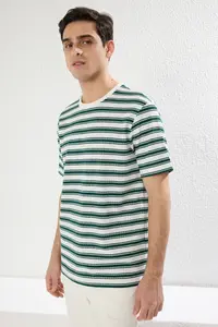 MAN Multicolored Regular/Normal Kesim textured T-Shirt - Image 4