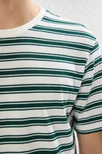 MAN Multicolored Regular/Normal Kesim textured T-Shirt - Image 6