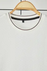 MAN White Regular/Normal Kesim textured Knitwear Banded T-Shirt - Image 10
