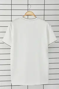 MAN White Regular/Normal Kesim textured Knitwear Banded T-Shirt - Image 11