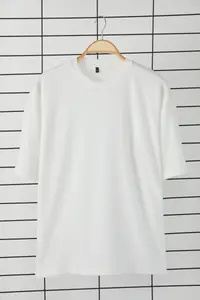 MAN Ecru Low Shoulder Regular/Comfortable Cut textured T-Shirt - Image 7
