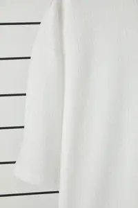MAN Ecru Low Shoulder Regular/Comfortable Cut textured T-Shirt - Image 9