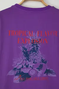 MAN Purple Oversized/Wide Cut Fruit Back Printed 100% Cotton T-Shirt - Image 6