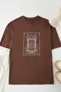 MAN Dark Brown Oversized/Wide Cut Embroidered 100% Cotton Tok Material T-Shirt - Image 3