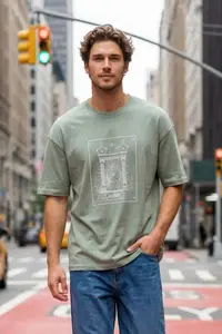 MAN Mint Oversized/Wide Cut Embroidered 100% Cotton Tok Material T-Shirt - Image 2