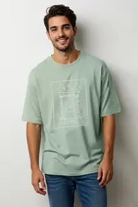 MAN Mint Oversized/Wide Cut Embroidered 100% Cotton Tok Material T-Shirt - Image 5