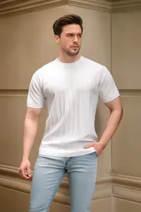 MAN White Regular/Normal Kesim Crew Neck Cotton Basic T-Shirt - Image 2