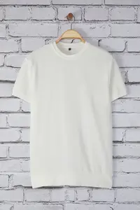 MAN White Regular/Normal Kesim Crew Neck Cotton Basic T-Shirt - Image 3