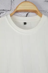 MAN White Regular/Normal Kesim Crew Neck Cotton Basic T-Shirt - Image 6