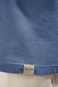 MAN Indigo Oversized/Wide Cut Color Blocked textured T-Shirt - Image 3