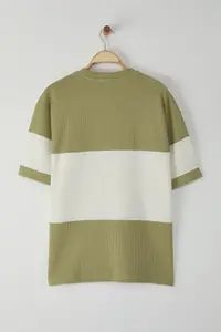 MAN Mint Oversized/Wide Cut Color Blocked textured T-Shirt - Image 7