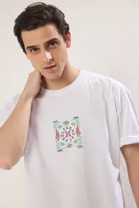 MAN White Oversized Printed 100% Cotton T-Shirt - Image 4