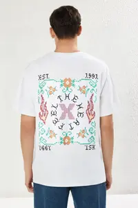 MAN White Oversized Printed 100% Cotton T-Shirt - Image 6