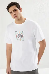 MAN White Oversized Printed 100% Cotton T-Shirt - Image 7