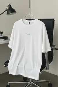 MAN White Oversized/Wide Cut 100% Cotton Brooklyn Printed Tok Material T-Shirt
