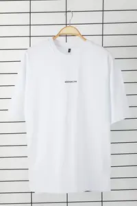 MAN White Oversized/Wide Cut 100% Cotton Brooklyn Printed Tok Material T-Shirt - Image 3