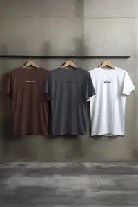 MAN White-Anthracite-Dark Brown 3 Sets Paket Regular Fit Printed 100% Cotton T-Shirt