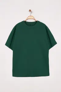 MAN Dark Green Boxy/Square Kesim Thick Premium T-Shirt - Image 2