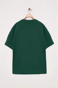 MAN Dark Green Boxy/Square Kesim Thick Premium T-Shirt - Image 3
