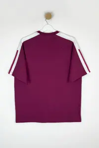 MAN Burgundy College Oversized/Wide Cut 100% Cotton Color Blocked T-Shirt - Image 4