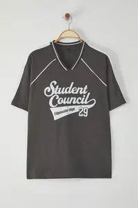 MAN Anthracite College Oversized 100% Cotton T-Shirt