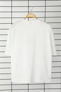 MAN Unisex Ecru Crop/Short Pattern Floral Embroidered 100% Cotton Tok Material T-Shirt - Image 9