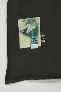 MAN Black Oversized/Wide Cut Printed T-Shirt with Stitching Detail - Image 7