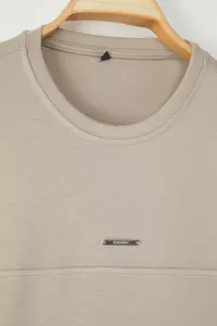 MAN Stone Oversized / Wide Cut Metal Label Detailed interlock T-Shirt - Image 6