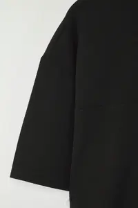 MAN Black Oversized / Wide Cut Metal Label Detailed interlock T-Shirt - Image 8