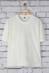 MAN Ecru Oversized/Wide Cut Floral Back Printed 100% Cotton Double Sleeve T-Shirt - Image 6