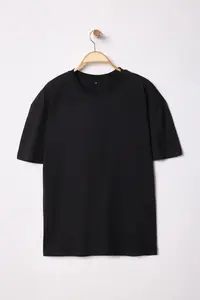 MAN Black Oversized/Wide Cut Back Deer Printed 100% Cotton T-Shirt - Image 4
