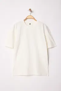 MAN Ecru Oversized/Wide Cut Back Animal Printed 100% Cotton T-Shirt - Image 8