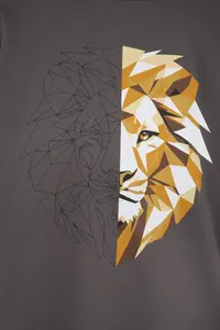 MAN Anthracite Oversized/Wide Cut Back Lion Printed 100% Cotton T-Shirt - Image 2