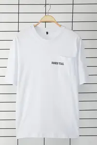 MAN White Oversized/Wide Cut 100% Cotton with pocket Embroidered T-Shirt - Image 2