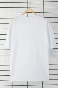 MAN White Oversized/Wide Cut 100% Cotton with pocket Embroidered T-Shirt - Image 3