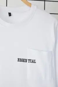 MAN White Oversized/Wide Cut 100% Cotton with pocket Embroidered T-Shirt - Image 4