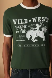 MAN Khaki Modern Herritage Oversized/Wide Cut 100% Cotton Printed T-Shirt - Image 3