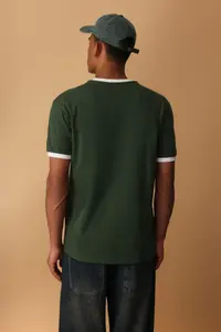 MAN Khaki Modern Herritage Oversized/Wide Cut 100% Cotton Printed T-Shirt - Image 4