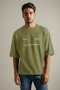 MAN Mint Oversized/Wide Cut Embroidered textured T-Shirt - Image 2