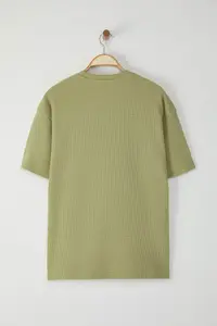 MAN Mint Oversized/Wide Cut Embroidered textured T-Shirt - Image 4