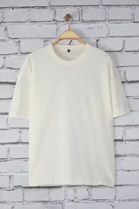 MAN Ecru Oversized/Wide Cut Berlin Back Printed 100% Cotton T-Shirt - Image 3