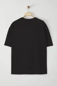 MAN Black Unisex Oversized/Wide Cut Teddy Bear Printed 100% Cotton T-Shirt - Image 5