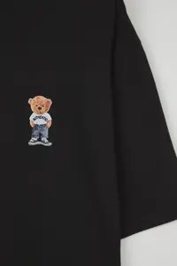 MAN Black Unisex Oversized/Wide Cut Teddy Bear Printed 100% Cotton T-Shirt - Image 6