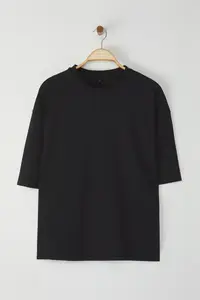 MAN Black Loose/Drop Shoulder 100% Cotton Basic T-Shirt - Image 4