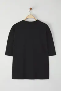 MAN Black Loose/Drop Shoulder 100% Cotton Basic T-Shirt - Image 5