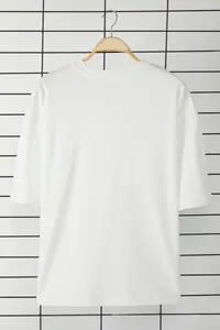 MAN Ecru Loose/Drop Shoulder 100% Cotton Basic T-Shirt - Image 5